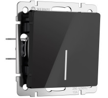 Выключатель одноклавишный проходной с подсветкой (черный акрил) W1112148