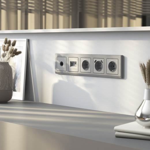 Накладка для розетки USB (серебряный матовый) W1179565