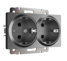 Розетка двойная с заземлением (графит матовый) W1172064