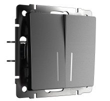 Выключатель двухклавишный проходной с подсветкой (графит матовый) W1122164