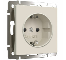 Розетка с заземлением и шторками (айвори матовый) W1171162