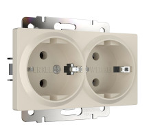Розетка двойная с заземлением (айвори матовый) W1172062