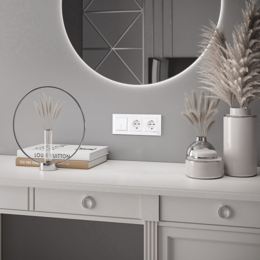 Выключатель одноклавишный с подсветкой (белый) W1110101