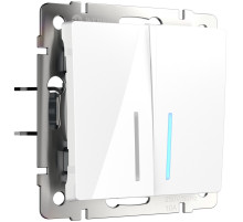 Выключатель двухклавишный проходной с подсветкой (белый) W1122101