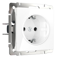 Розетка с заземлением, безвинтовой зажим (белая) W1171301