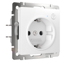 Умная  встраиваемая розетка с заземлением с защитными шторками (белый) W1171601