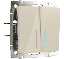 Выключатель двухклавишный проходной c подсветкой (слоновая кость) W1122103