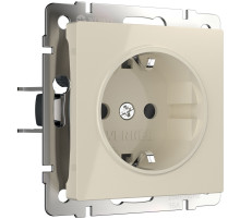 Розетка с заземлением и шторками (слоновая кость) W1171103