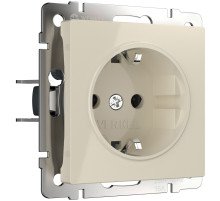 Розетка с заземлением, безвинтовой зажим (слоновая кость) W1171303