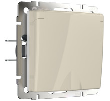 Розетка влагозащ. с зазем. с защит. крышкой и шторками слоновая кость W1171203