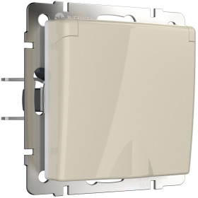 Розетка влагозащ. с зазем. с защит. крышкой и шторками слоновая кость W1171203