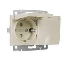 Розетка двойная влагозащ. с зазем. с защит. крышками и шторками (слоновая кость) W1172203