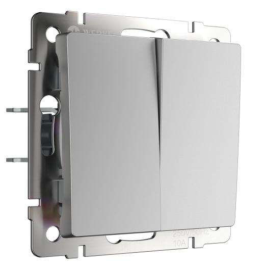 W1122006/ Выключатель двухклавишный проходной (серебряный) W1122006