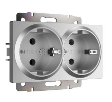 Розетка двойная с заземлением серебряный W1172006