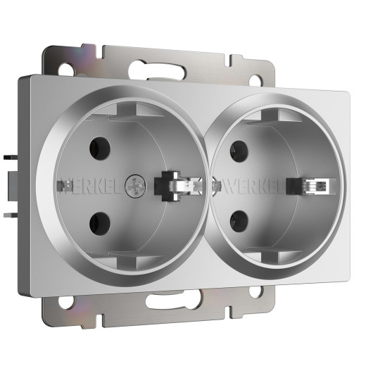 Розетка двойная с заземлением серебряный W1172006