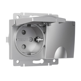 Розетка двойная влагозащ. с зазем. с защит. крышками и шторками серебряный W1172206