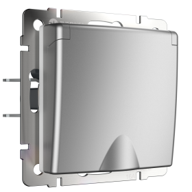 W1171206/ Розетка влагозащ. с зазем. с защит. крышкой и шторками (серебряный) W1171206