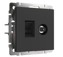 Розетка ТВ+Ethernet RJ-45 6 cat. (черный матовый) W1181308