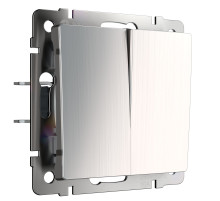 Выключатель двухклавишный проходной глянцевый никель W1122002