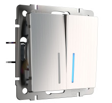 Выключатель двухклавишный с подсветкой (глянцевый никель) W1120102