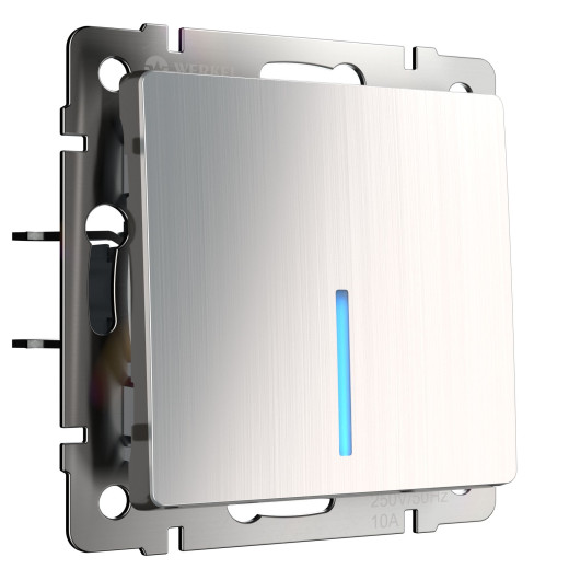 Выключатель одноклавишный проходной с подсветкой глянцевый никель W1112102