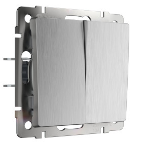 Выключатель двухклавишный проходной cеребряный рифленый W1122009