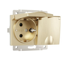 Розетка двойная влагозащ. с зазем. с защит. крышками и шторками (шампань рифленый) W1172210