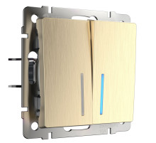 Выключатель двухклавишный с подсветкой (шампань рифленый) W1120110