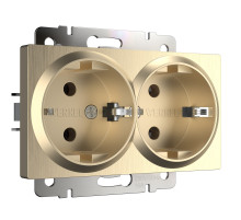 Розетка двойная с заземлением (шампань рифленый) W1172010