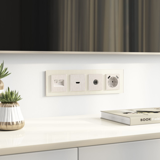 Накладка для двойной розетки Еthernet RJ-45 (перламутровый рифленый) W1191113