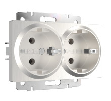 Розетка двойная с заземлением (перламутровый рифленый) W1172013