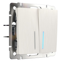 Выключатель двухклавишный с подсветкой (перламутровый рифленый) W1120113