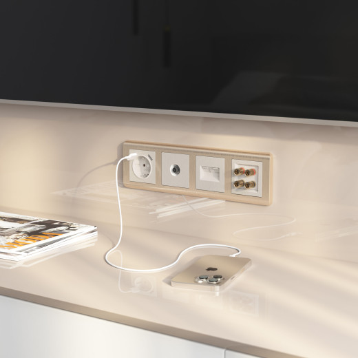 Акустическая розетка (перламутровый рифленый) WL13-AUDIOx4