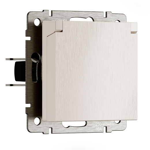 Розетка влагозащ. с зазем. с защит. крышкой и шторками N (перламутровый рифленый) W1171213