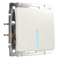 Выключатель одноклавишный проходной с подсветкой (перламутровый рифленый) W1112113
