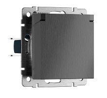 Розетка влагозащ. с зазем. с защит. крышкой и шторками N (графит рифленый) W1171204W1171204