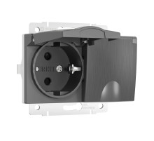 Розетка двойная влагозащ. с зазем. с защит. крышками и шторками (графит рифленый) W1172204