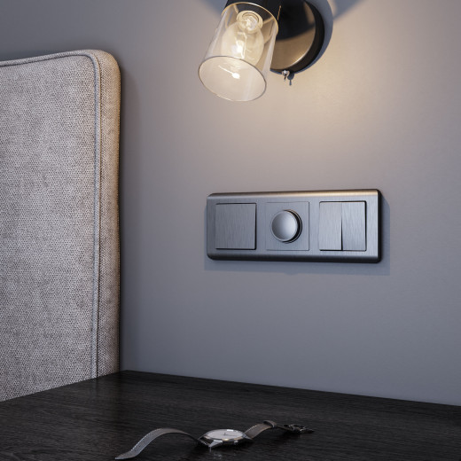 Выключатель двухклавишный проходной (графит рифленый) W1122004