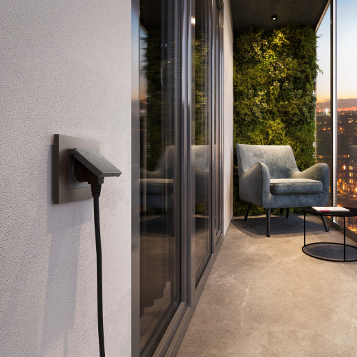 Розетка влагозащ. с зазем. с защит. крышкой и шторками N (графит рифленый) W1171204W1171204