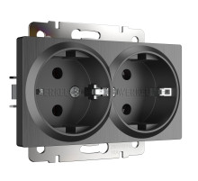 Розетка двойная с заземлением (графит рифленый) W1172004