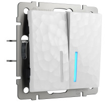 Выключатель двухклавишный проходной с подсветкой белый W1222101