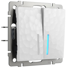 Выключатель двухклавишный проходной с подсветкой белый W1222101