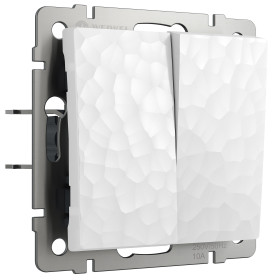 Выключатель двухклавишный (Hammer белый) W1220001