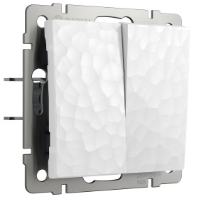 Выключатель двухклавишный проходной (Hammer белый) W1222001