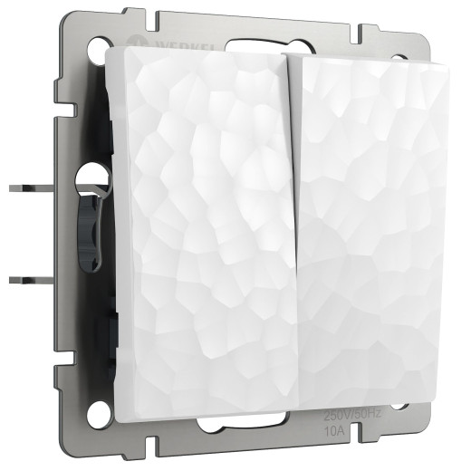 Выключатель двухклавишный проходной (Hammer белый) W1222001