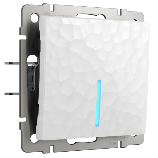 Выключатель одноклавишный с подсветкой (Hammer белый) W1210101