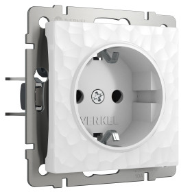 Розетка с заземлением и шторками (Hammer белый) W1271101