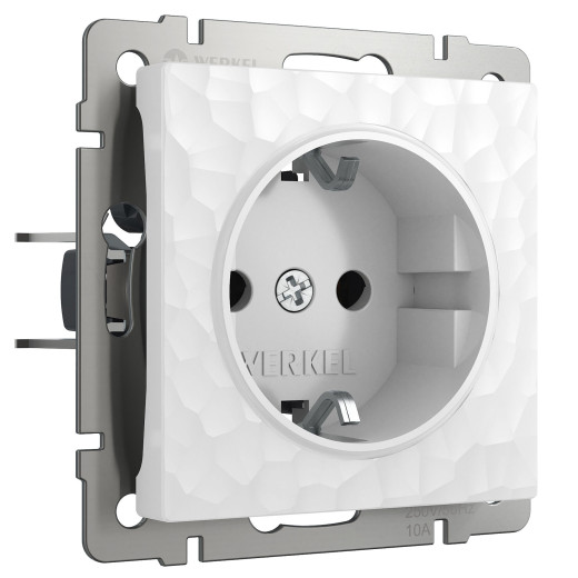 Розетка с заземлением и шторками (Hammer белый) W1271101