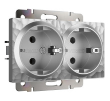 Розетка двойная с заземлением (Hammaer серебряный) W1272006