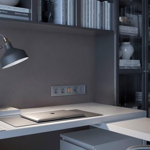 Накладка для двойной розетки Еthernet RJ-45 (Hammaer серебряный) W1291106